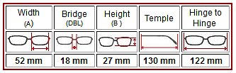 Eyeglasses Size Chart